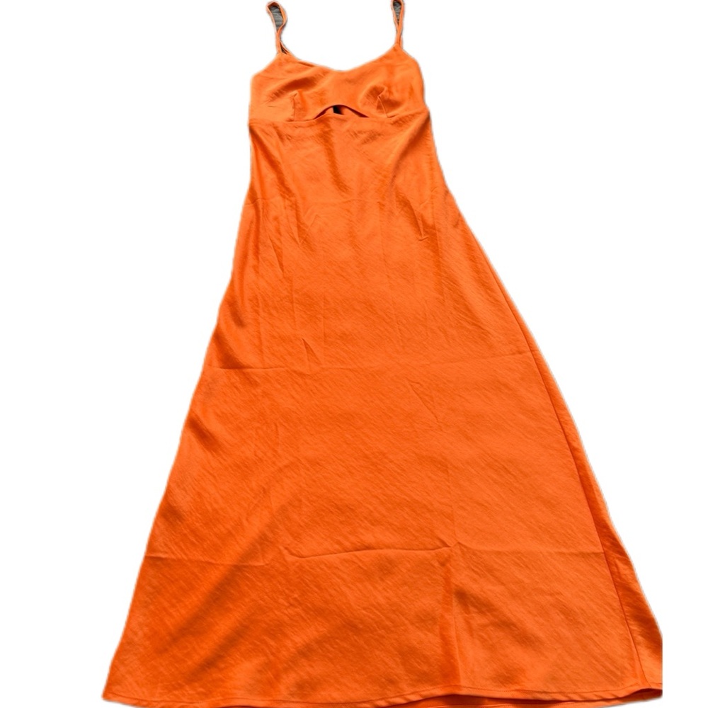 Elegant House of Harlow 1960 Orange Midi Dress Satin Size M